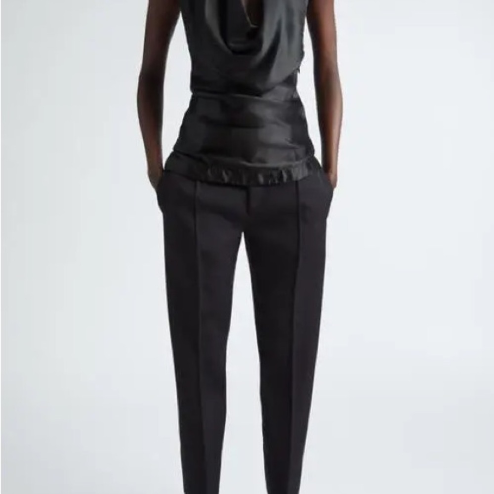 Sleek Black Halter Top with gold accents - Picture 3 of 7